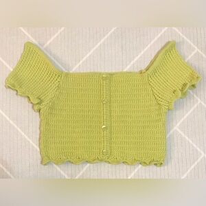 ZARA lime green crochet knit crop top women's size S